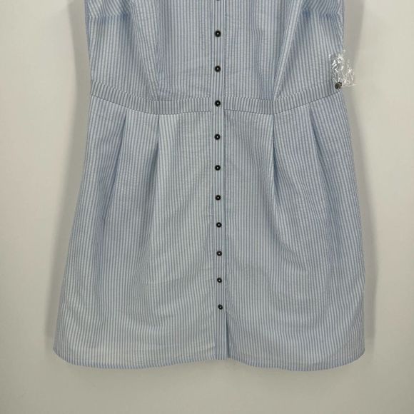 Modcloth Blue Stripe Broadcast Coordinator Sleeveless Shirt Dress Size 20 - Picture 7 of 13